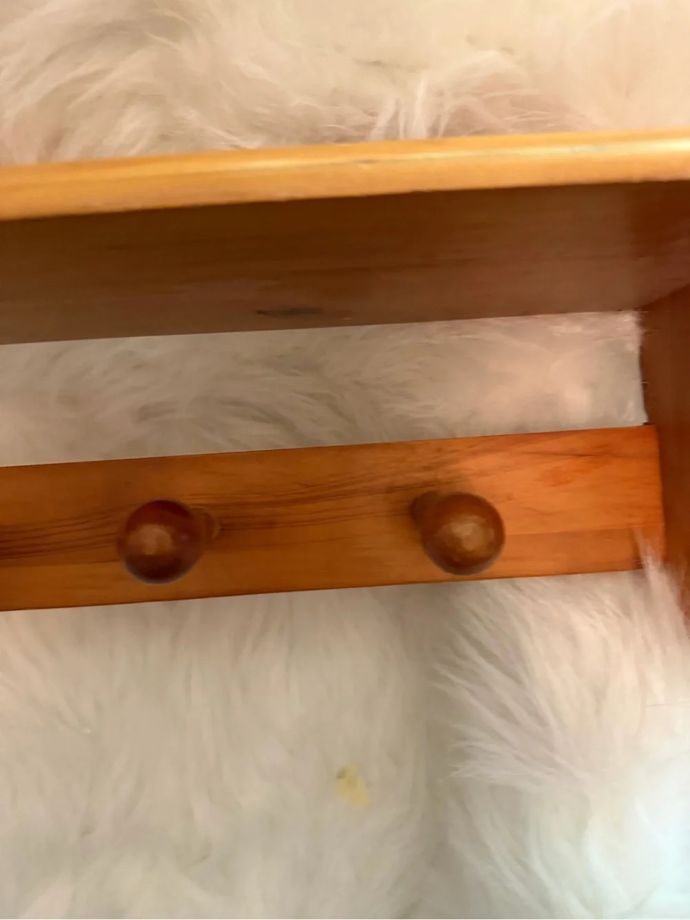 Vintage Natural Wood Wall Shelf with Peg Hooks - Brown